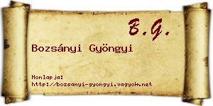 Bozsányi Gyöngyi névjegykártya